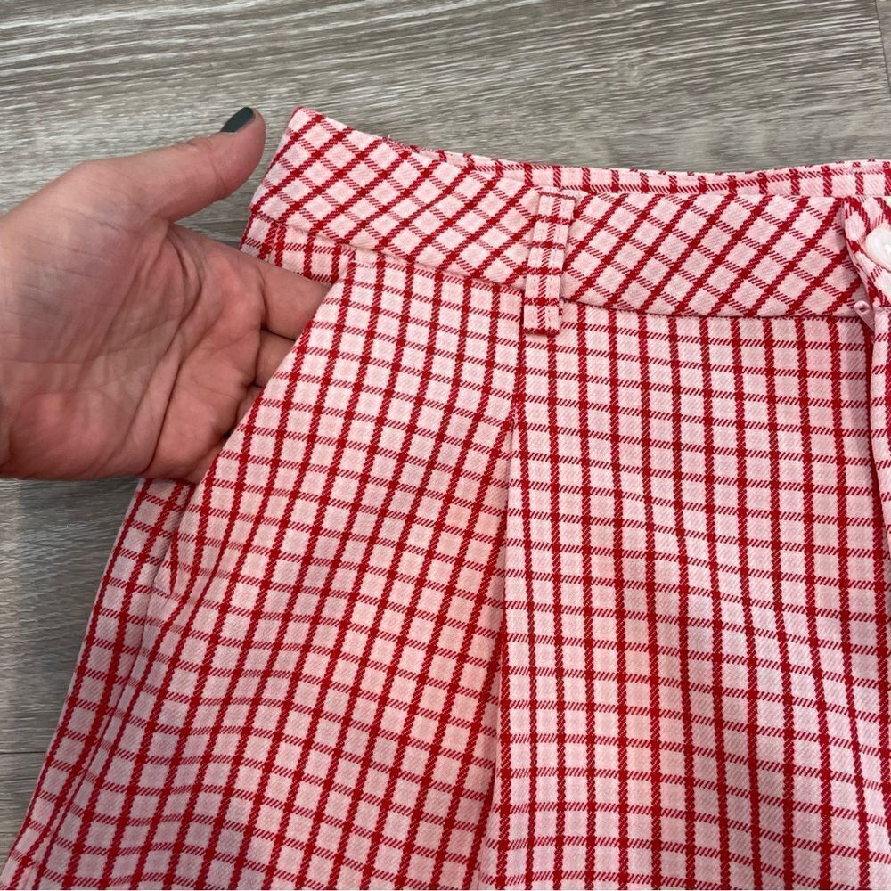 Twik Plaid Red And Whit High Waist Bermuda Retro shorts M - Picture 5 of 10